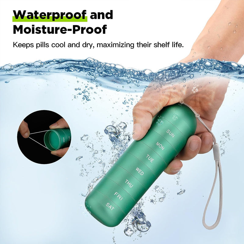 Aluminum 7 Days Portable Pill Case for Travel