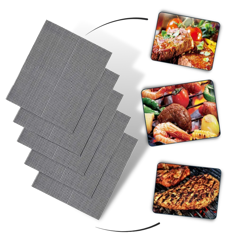 Teflon Non-stick BBQ Grill Mesh Mat for Reusable Cleaning