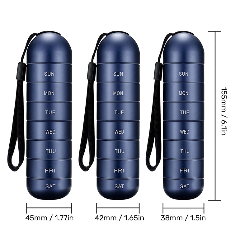 Aluminum 7 Days Portable Pill Case for Travel