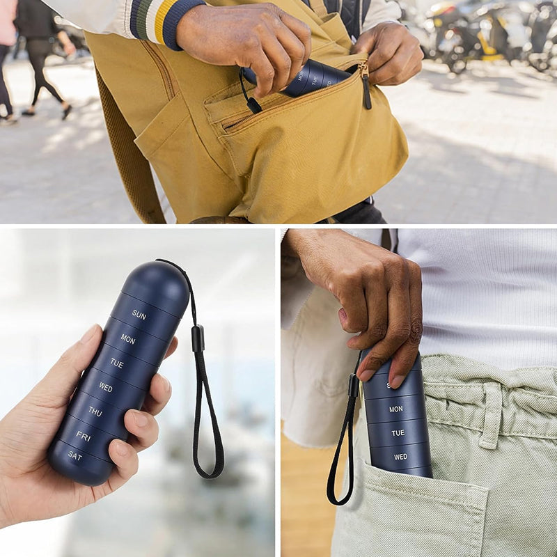 Aluminum 7 Days Portable Pill Case for Travel