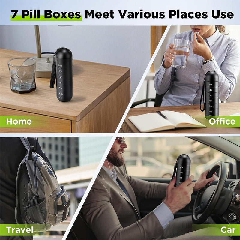 Aluminum 7 Days Portable Pill Case for Travel