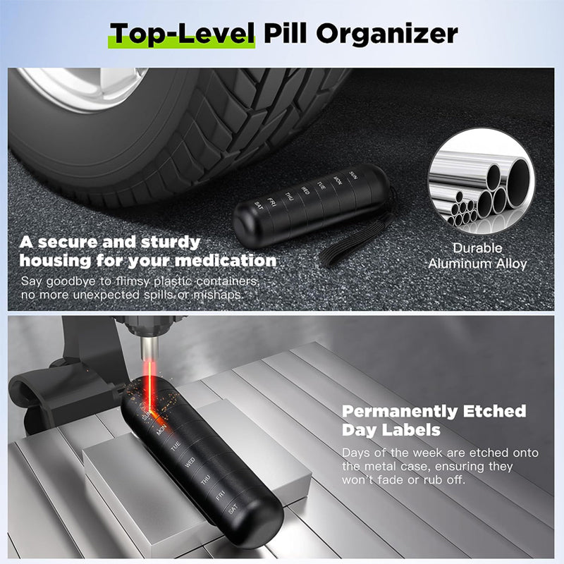 Aluminum 7 Days Portable Pill Case for Travel