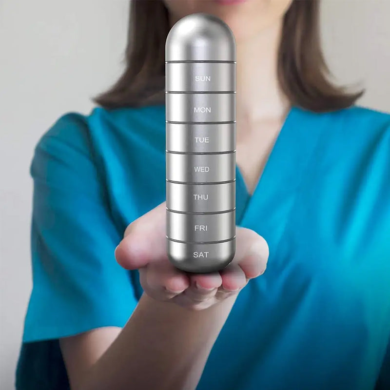 Aluminum 7 Days Portable Pill Case for Travel