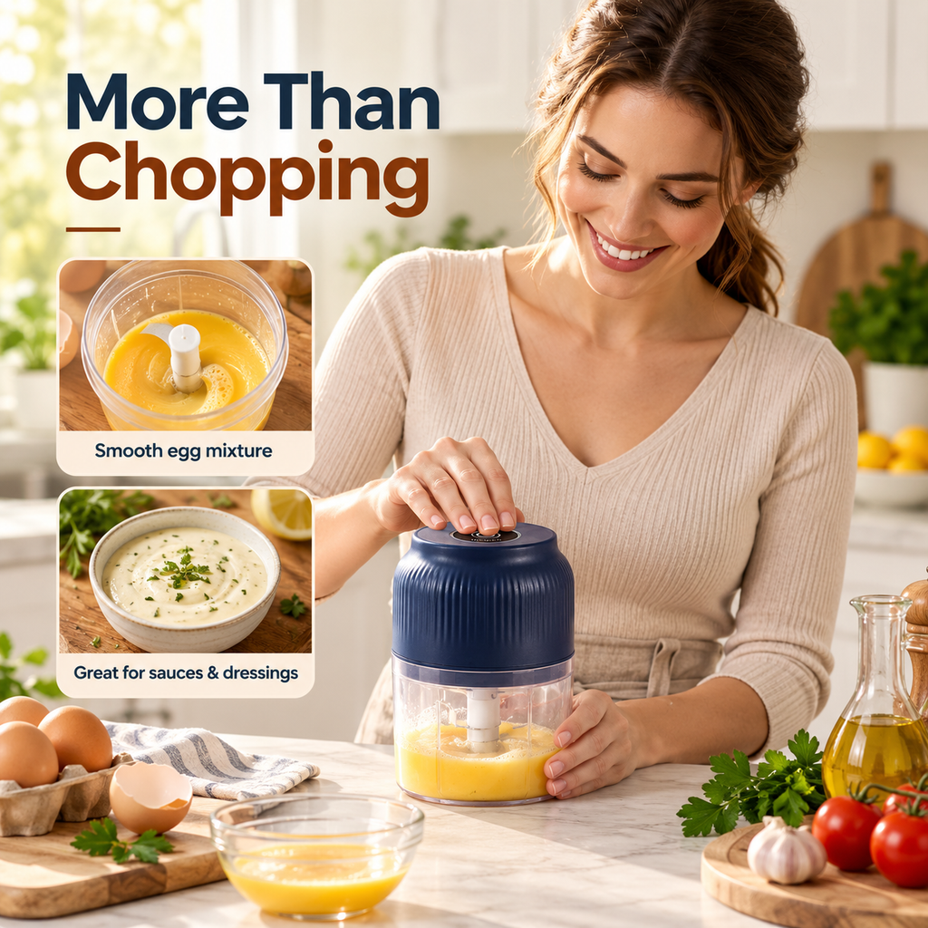 Electric Food Chopper - 3 Blade Mini Vegetable & Meat Grinder