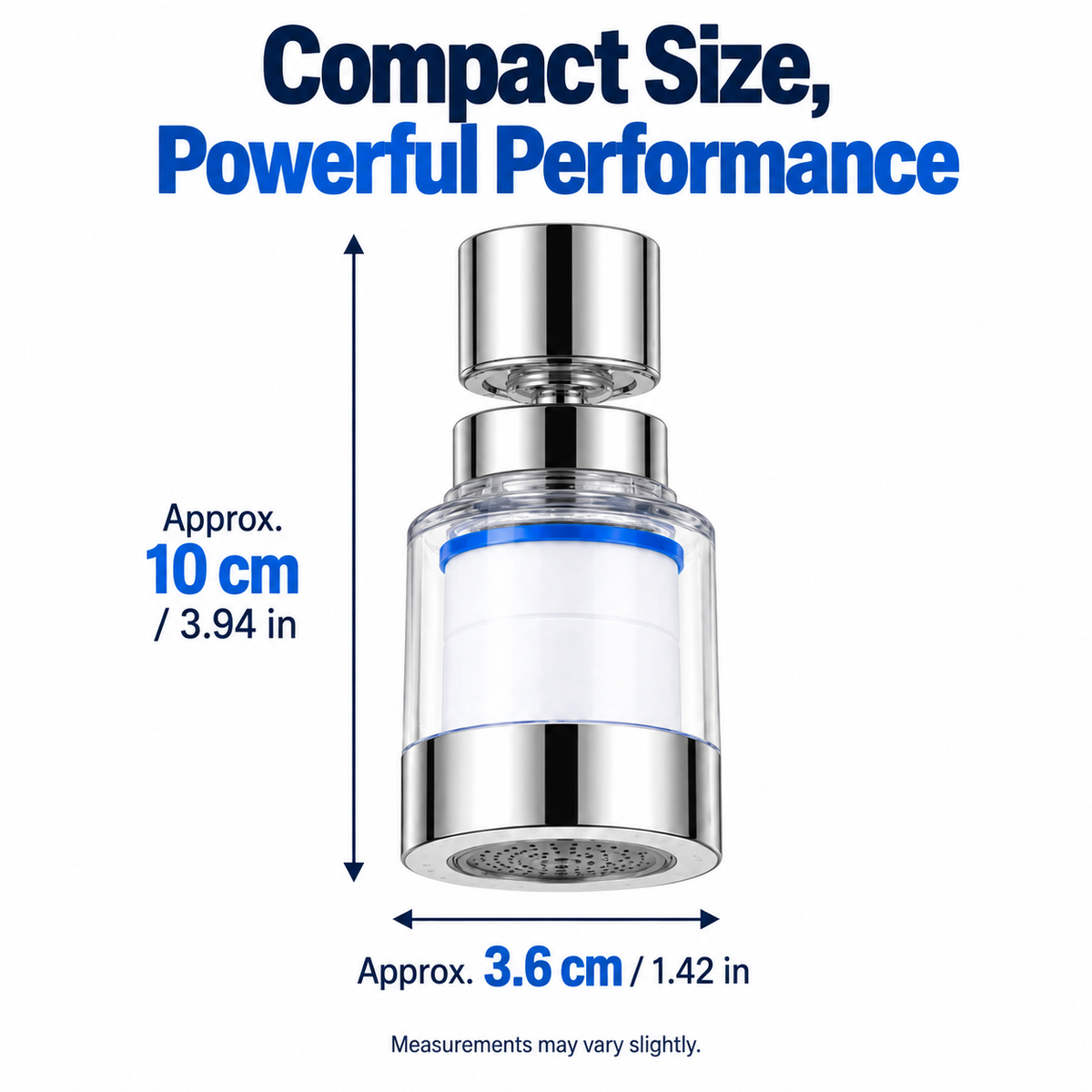 Faucet Water Filter for Sink – 360° Swivel Tap Filter with 5 Replacement Filters