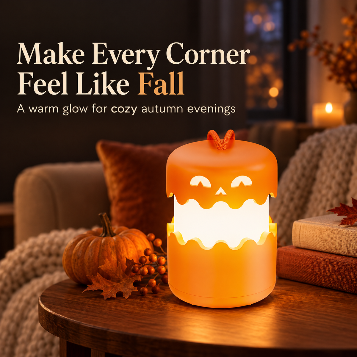 Collapsible Halloween Pumpkin Lantern – Rechargeable LED Night Light