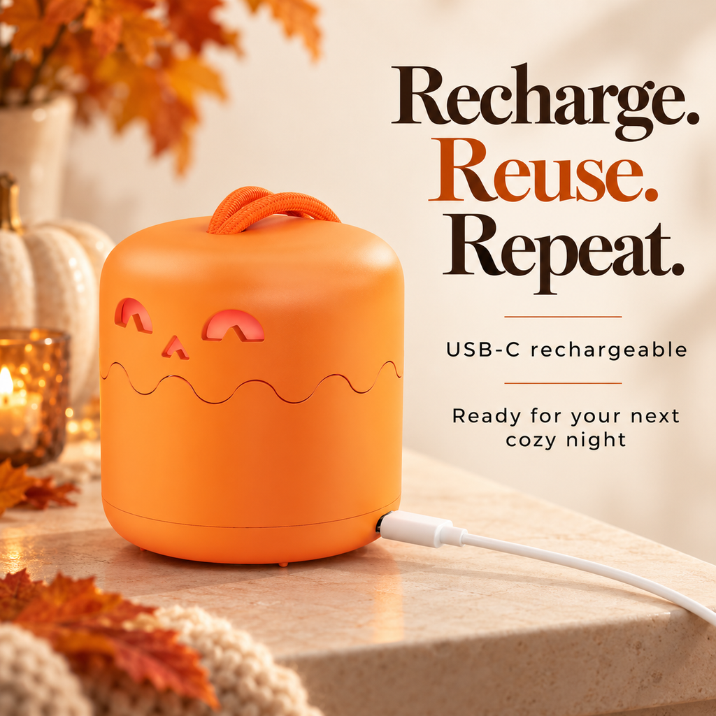 Collapsible Halloween Pumpkin Lantern – Rechargeable LED Night Light