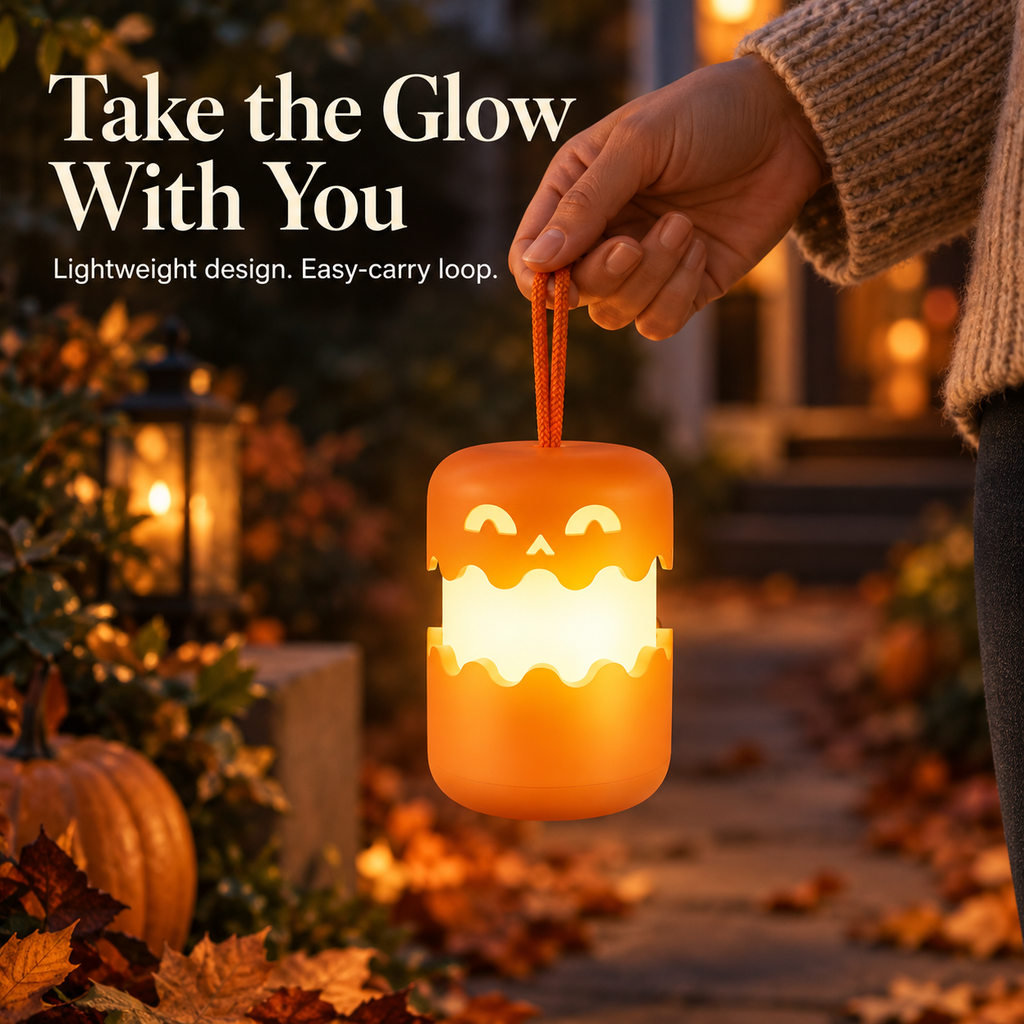 Collapsible Halloween Pumpkin Lantern – Rechargeable LED Night Light