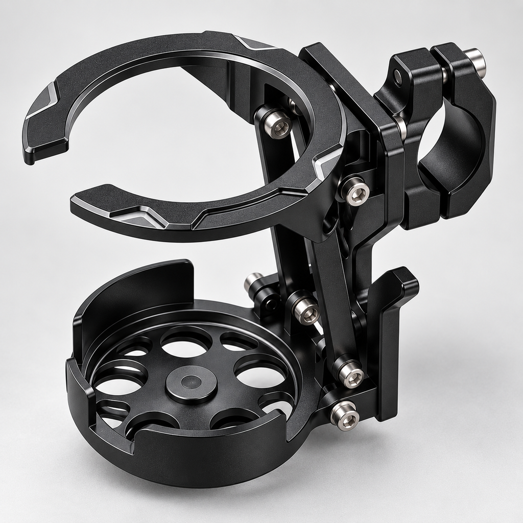 360° Rotating Foldable Bike Cup Holder – Universal Handlebar Bottle Mount for Bicycle, Scooter & Stroller