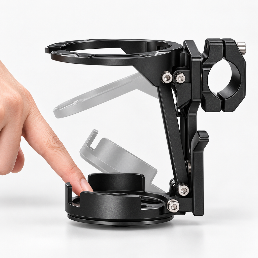 360° Rotating Foldable Bike Cup Holder – Universal Handlebar Bottle Mount for Bicycle, Scooter & Stroller