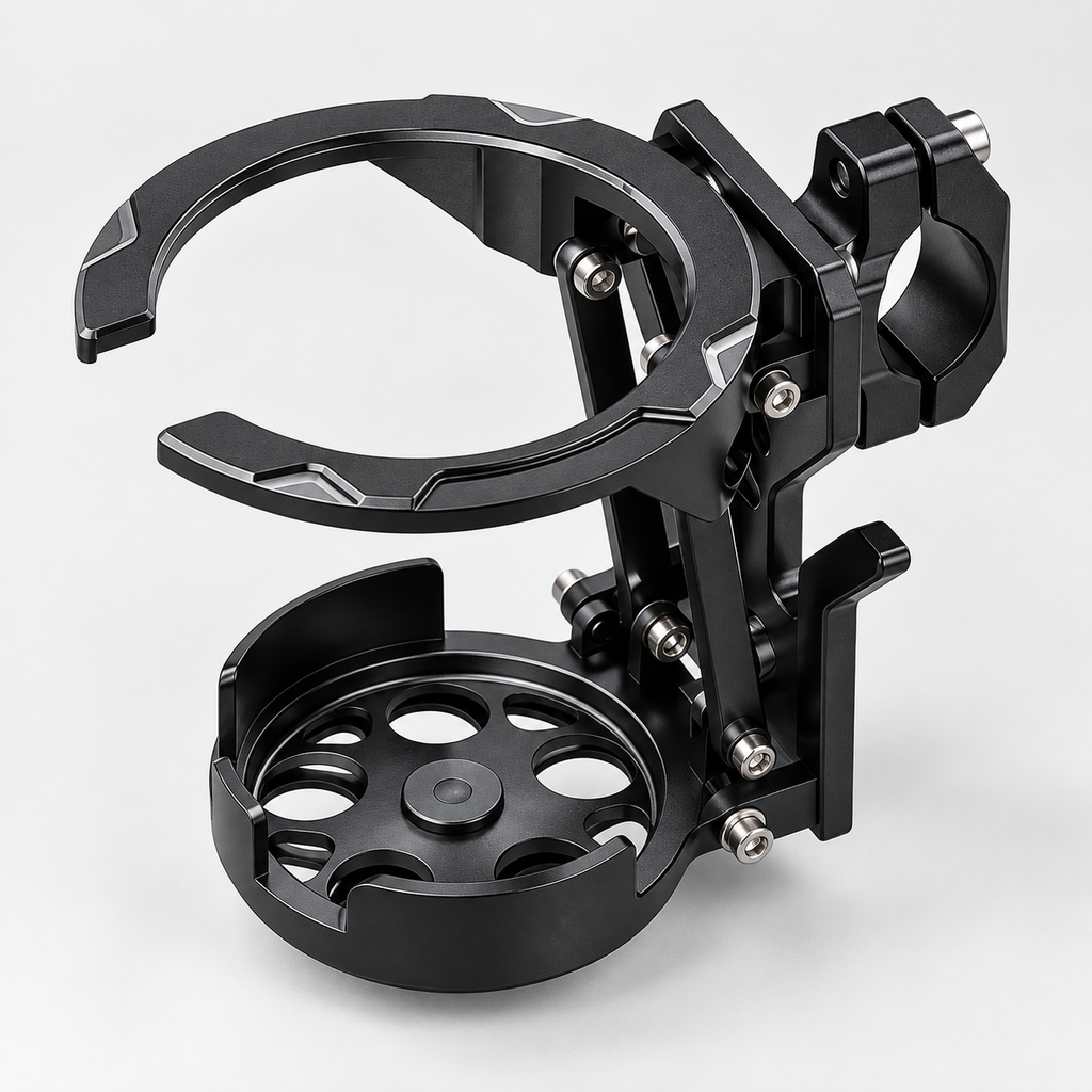 360° Rotating Foldable Bike Cup Holder – Universal Handlebar Bottle Mount for Bicycle, Scooter & Stroller