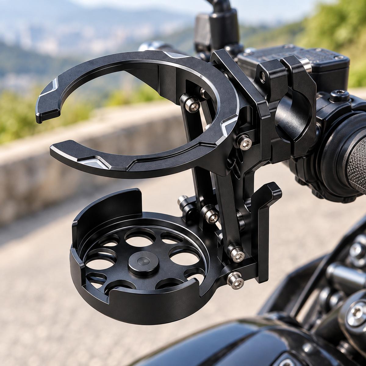 360° Rotating Foldable Bike Cup Holder – Universal Handlebar Bottle Mount for Bicycle, Scooter & Stroller