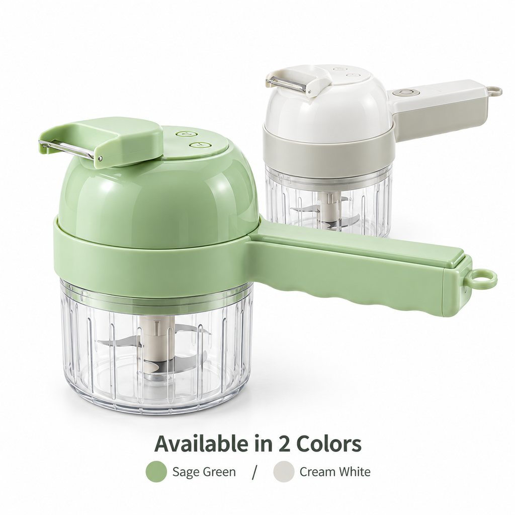 5-in-1 Electric Food Processor Set – USB Rechargeable Mini Chopper with Cleaning Brush