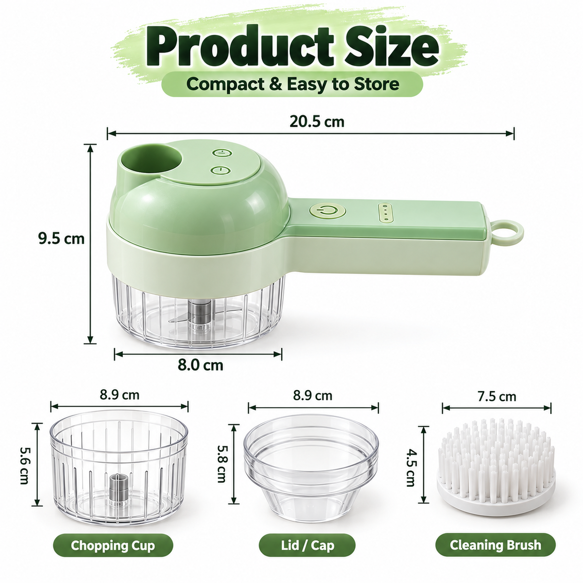5-in-1 Electric Food Processor Set – USB Rechargeable Mini Chopper with Cleaning Brush