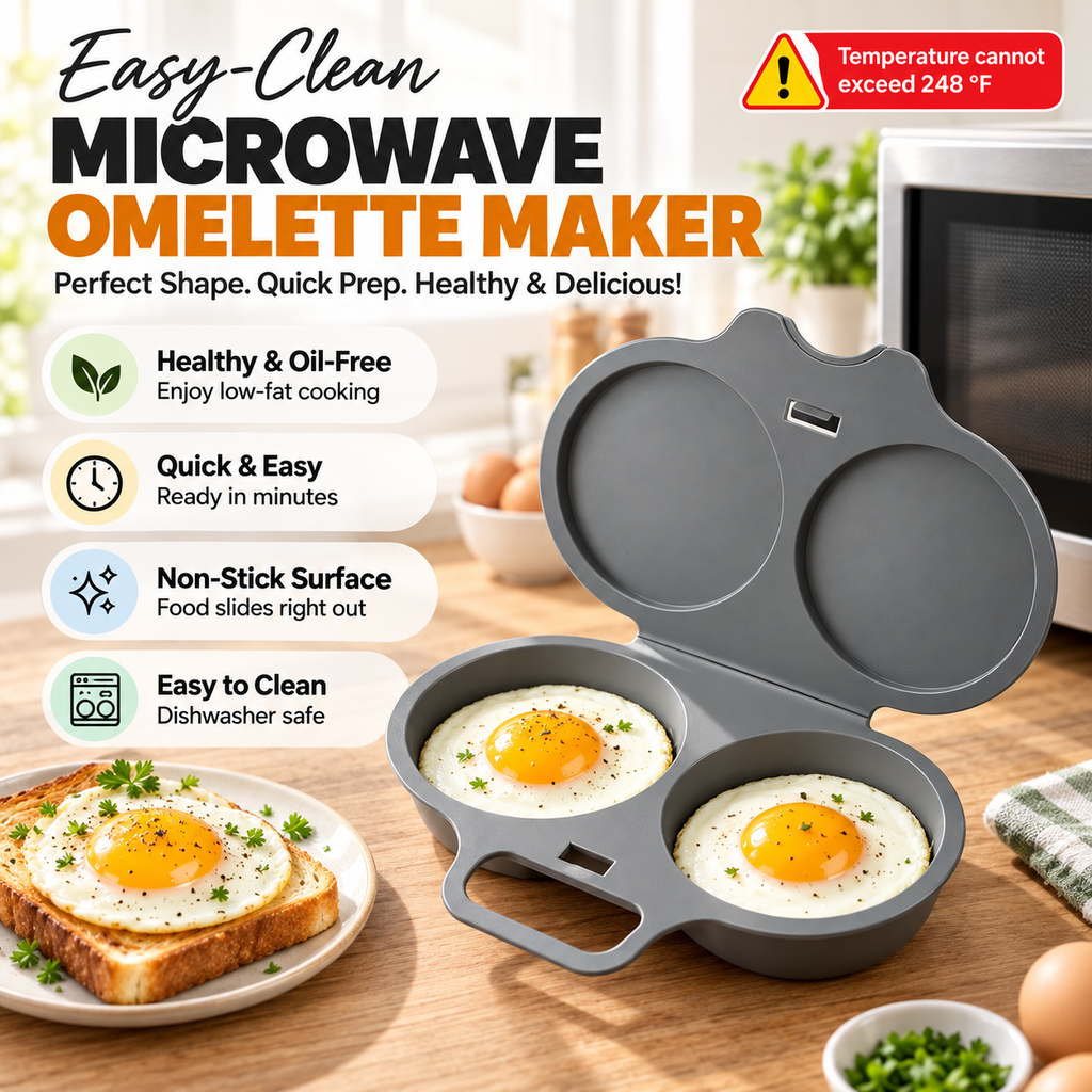 🥳2026 HOT SALE🥳💞50K+ SOLD! 🥗🎁 50% OFF! Microwave Egg Poacher——Dual‑cavity, non‑stick & easy clean. Healthier than frying – stock up & save! 🏠✅