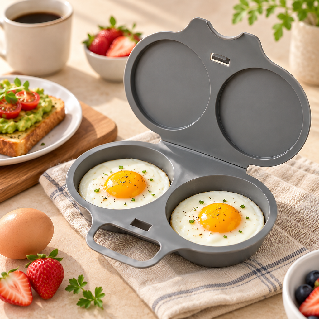 🥳2026 HOT SALE🥳💞50K+ SOLD! 🥗🎁 50% OFF! Microwave Egg Poacher——Dual‑cavity, non‑stick & easy clean. Healthier than frying – stock up & save! 🏠✅