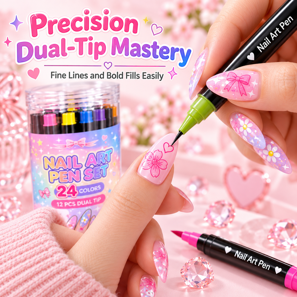 💅24‑Colors Dual‑Ended Nail Art Pens‑DIY Manicure Drawing Set🎁