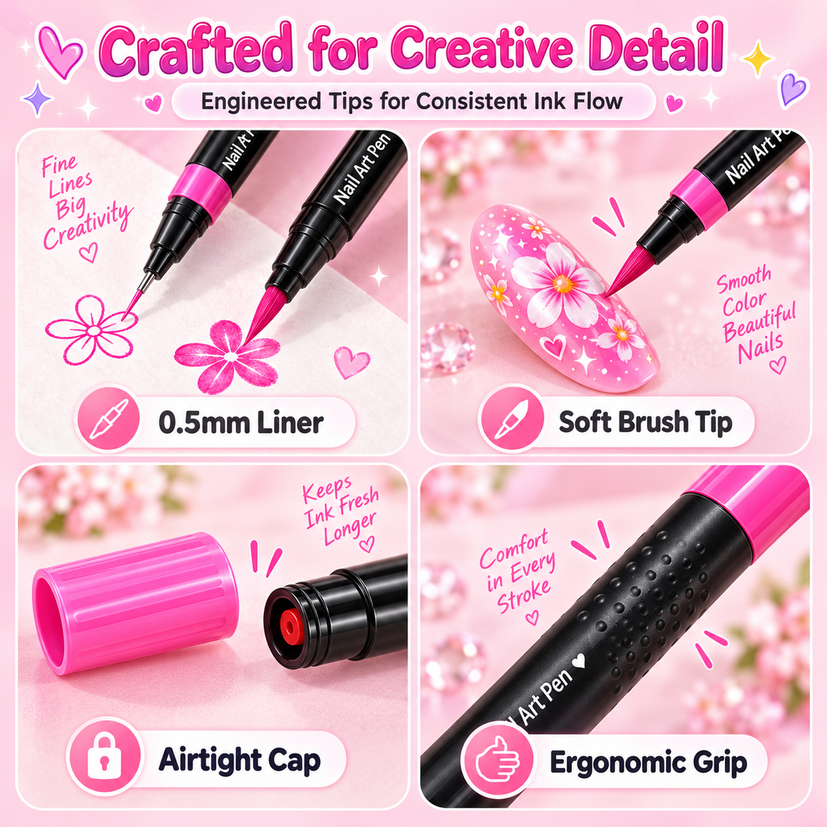 💅24‑Colors Dual‑Ended Nail Art Pens‑DIY Manicure Drawing Set🎁