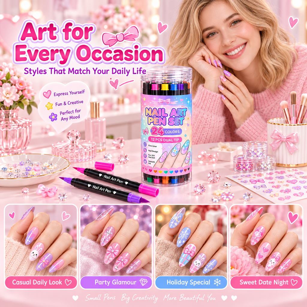 💅24‑Colors Dual‑Ended Nail Art Pens‑DIY Manicure Drawing Set🎁