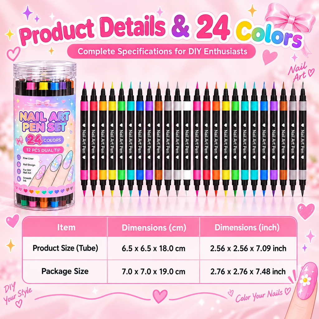 💅24‑Colors Dual‑Ended Nail Art Pens‑DIY Manicure Drawing Set🎁