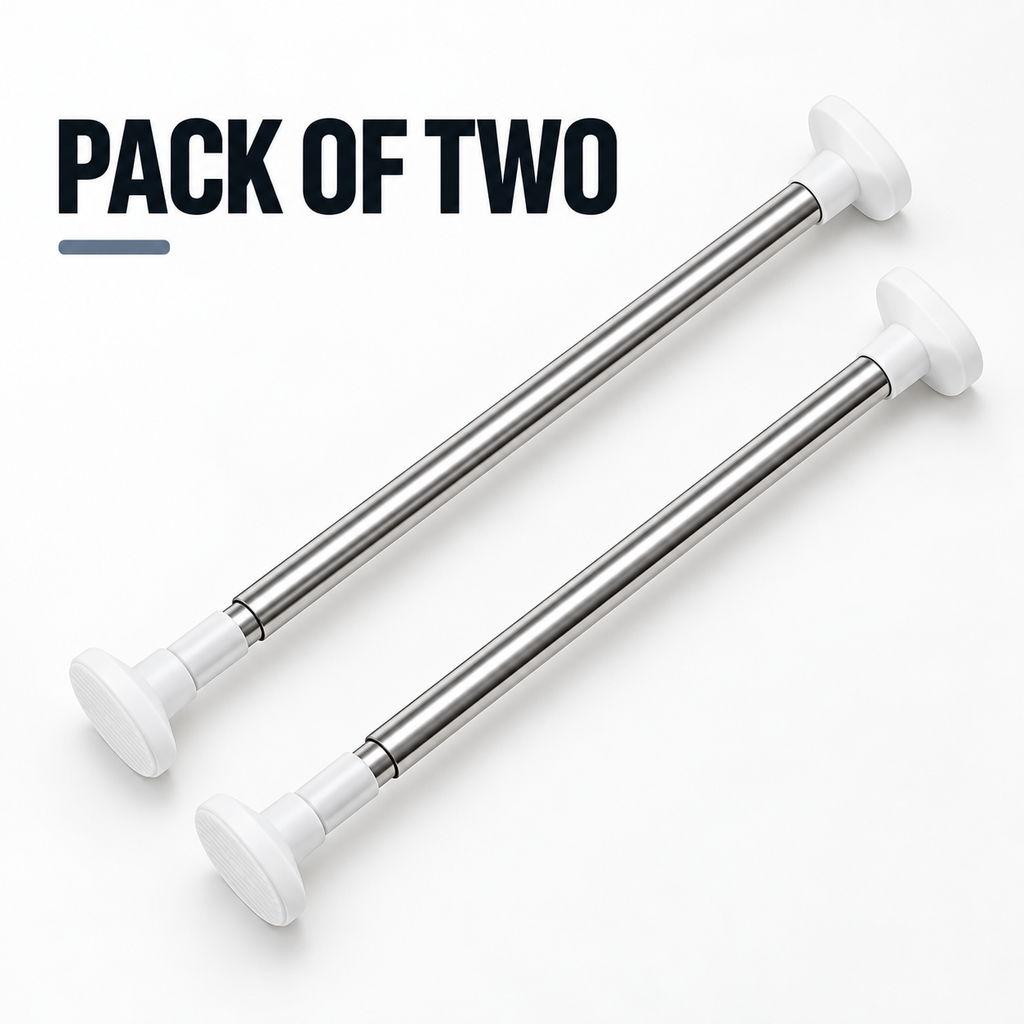 2-Pack Adjustable No-Drill Tension Rod – 50–80CM Closet & Storage Rod