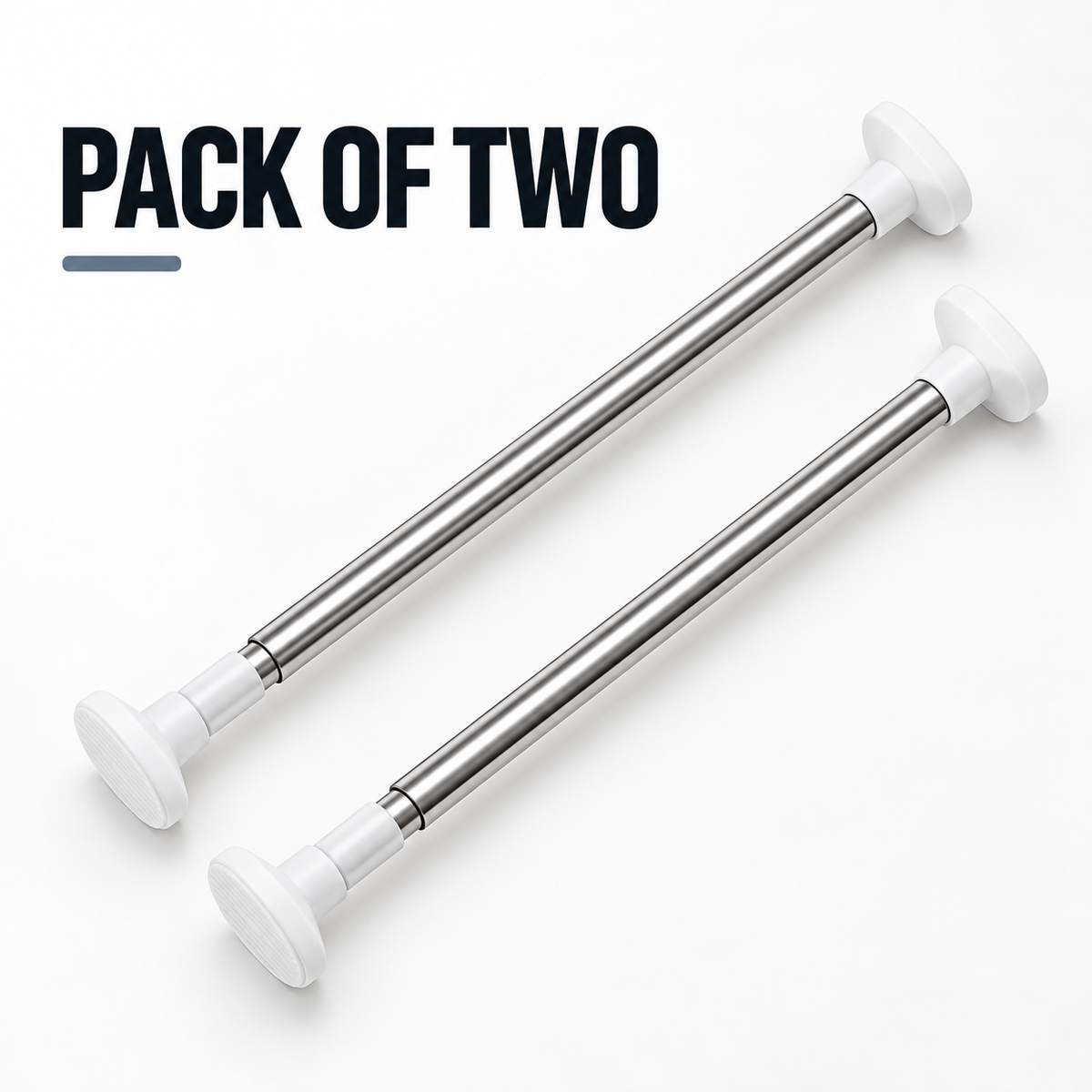 2-Pack Adjustable No-Drill Tension Rod – 50–80CM Closet & Storage Rod