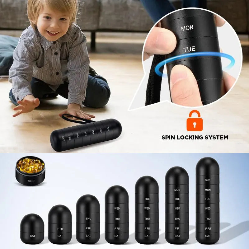 Aluminum 7 Days Portable Pill Case for Travel