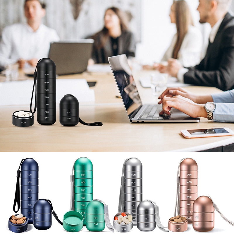 Aluminum 7 Days Portable Pill Case for Travel
